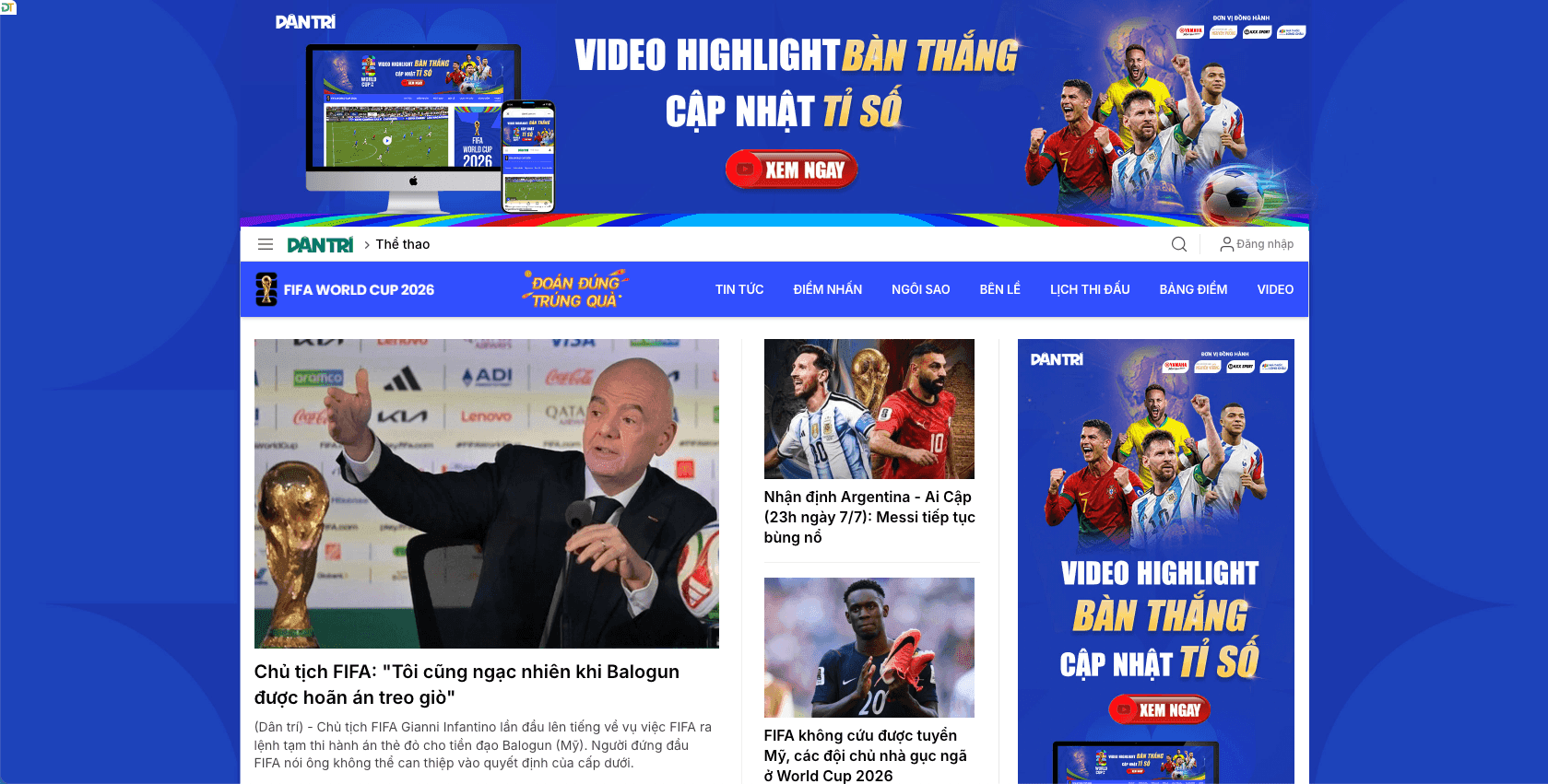 Ảnh đại diện Chuyên trang World Cup